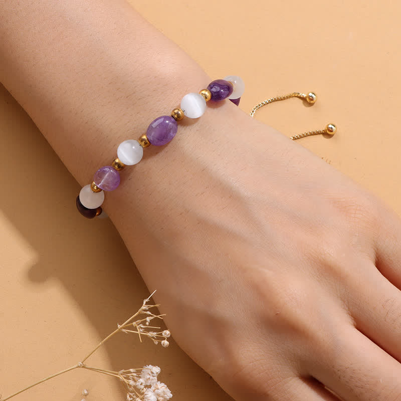 Olivenorma Cat's Eye Stone Natural Irregular Crystal Beaded Bracelet - image 1