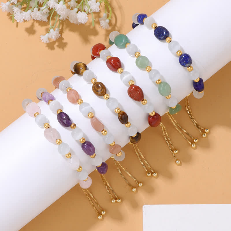 Olivenorma Cat's Eye Stone Natural Irregular Crystal Beaded Bracelet - image 20