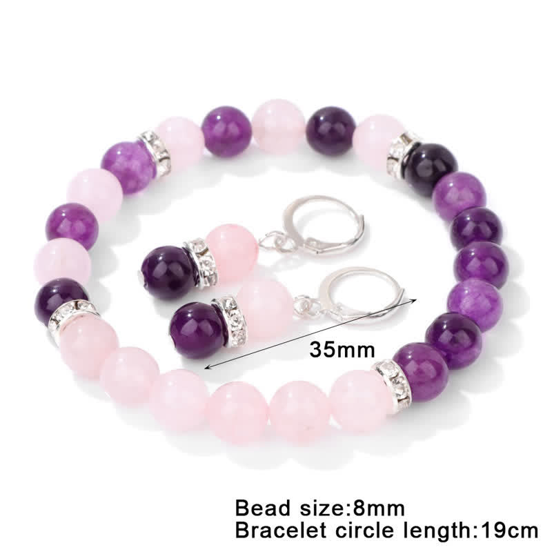 Olivenorma Natural Crystal Beads Beaded Bracelet Earrings - image 26