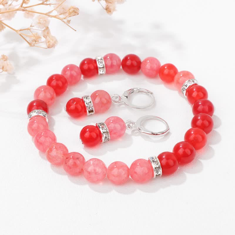 Olivenorma Natural Crystal Beads Beaded Bracelet Earrings - image 7
