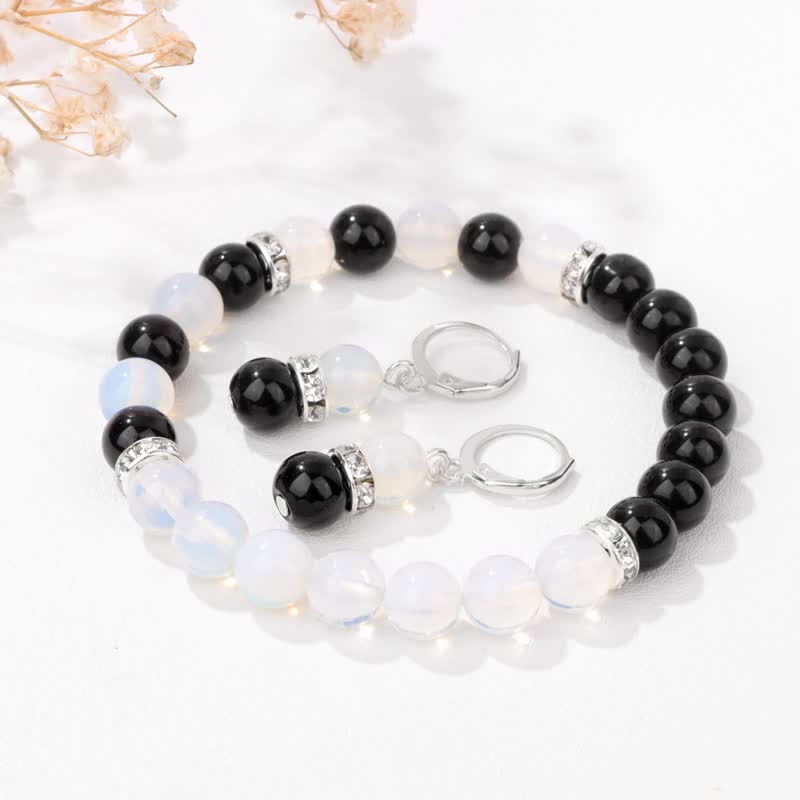 Olivenorma Natural Crystal Beads Beaded Bracelet Earrings - image 17