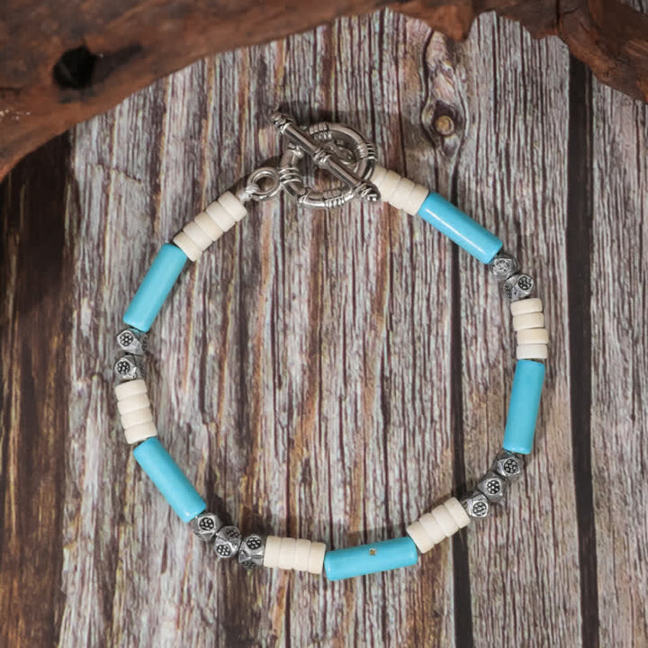 Olivenorma Retro Bohemia Turquoise Beaded Bracelet - Turquoise & White Turquoise - image 9