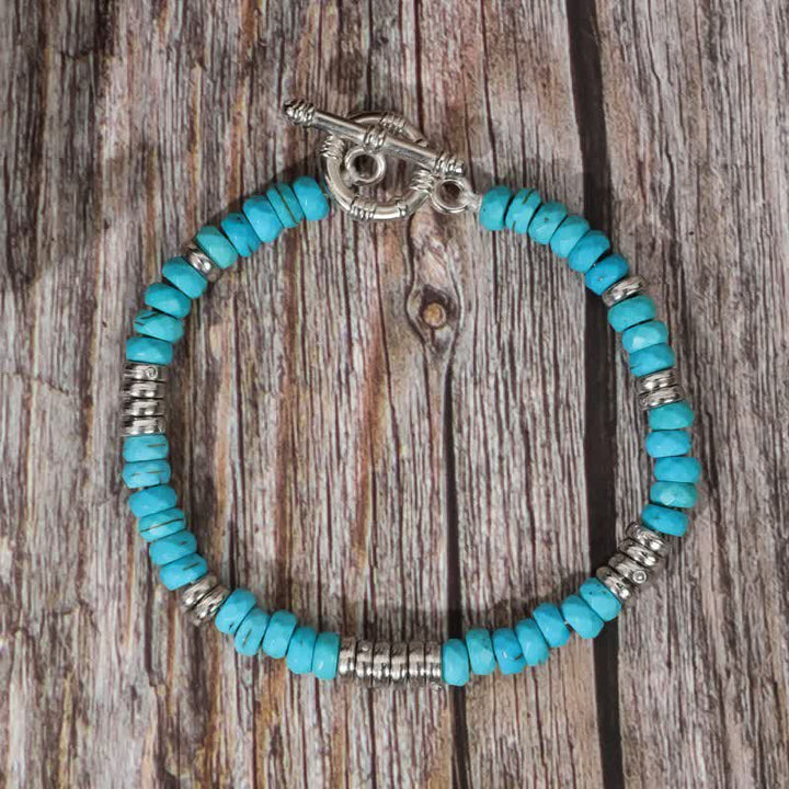 Olivenorma Retro Bohemia Turquoise Beaded Bracelet - Turquoise - image 0