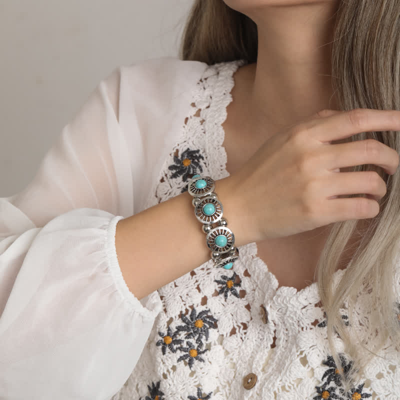 Olivenorma Bohemia Natural Turquoise Alloy Bracelet - image 5