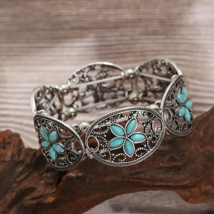 Olivenorma Bohemia Natural Turquoise Alloy Bracelet - Flower Turquoise - image 0