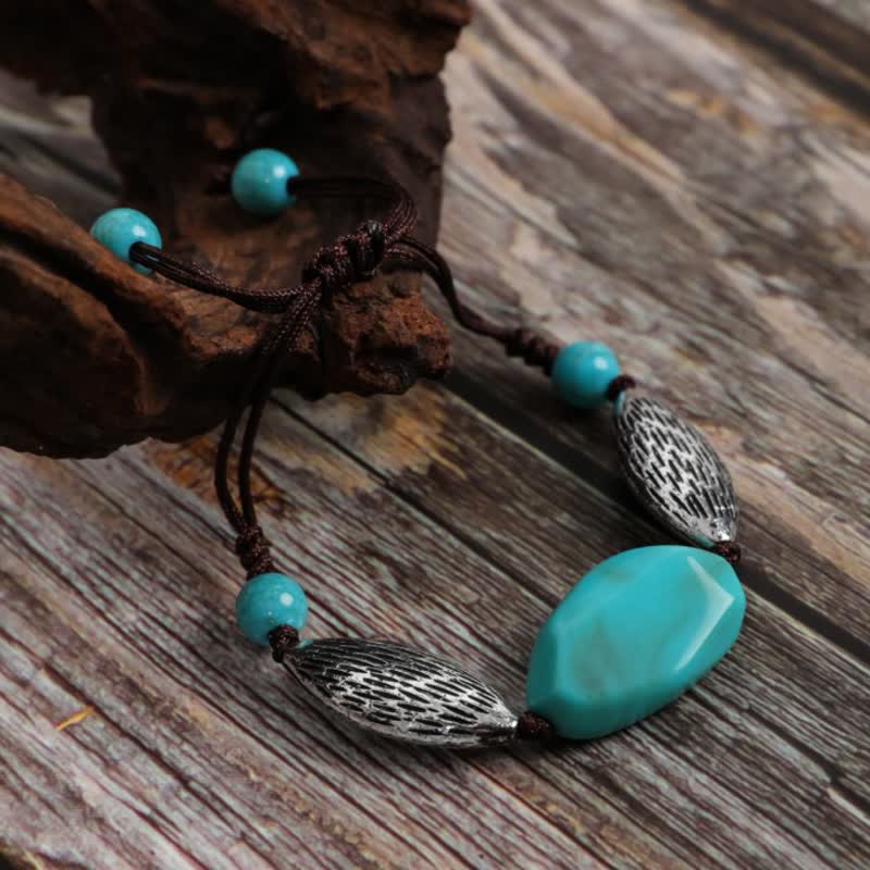 Olivenorma Bohemia Turquoise Alloy Nut Shape Beaded Bracelet - image 2