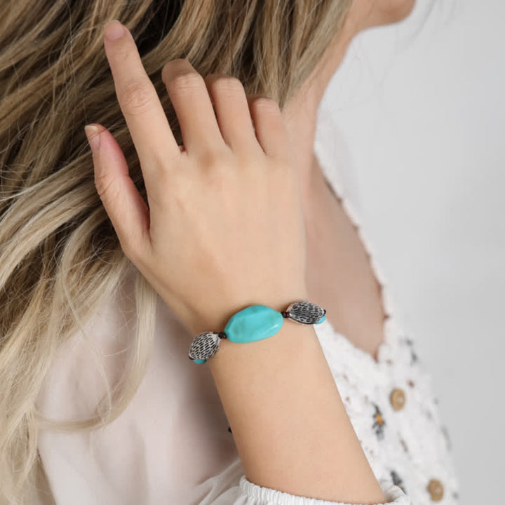 Olivenorma Bohemia Turquoise Alloy Nut Shape Beaded Bracelet - image 1