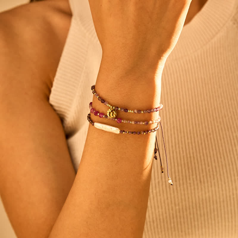 Olivenorma Natural Amethyst Fine Beads Drawstring Bracelet - image 6