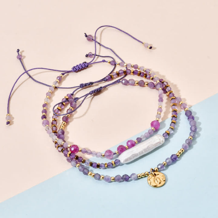 Olivenorma Natural Amethyst Fine Beads Drawstring Bracelet - image 5