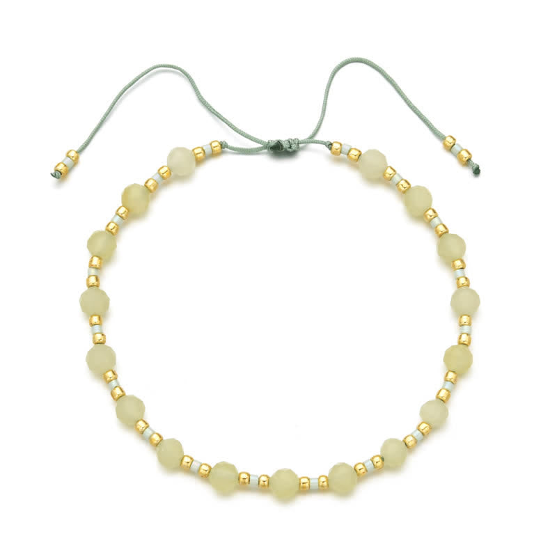 Olivenorma Natural Irregular Stone Beads Drawstring Bracelet - Peridot - image 1