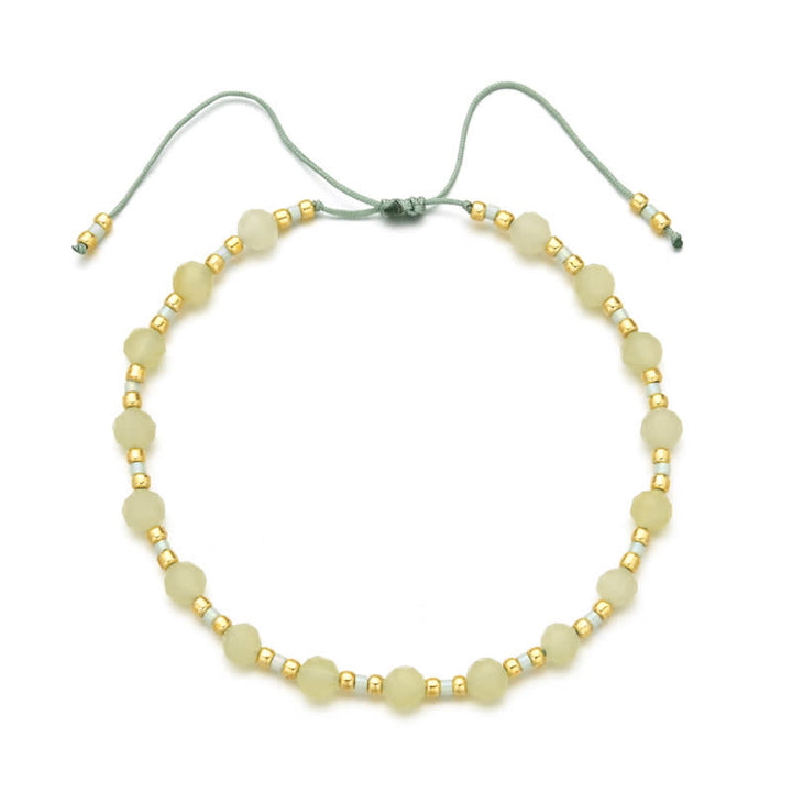 Olivenorma Natural Irregular Stone Beads Drawstring Bracelet - Peridot - image 1