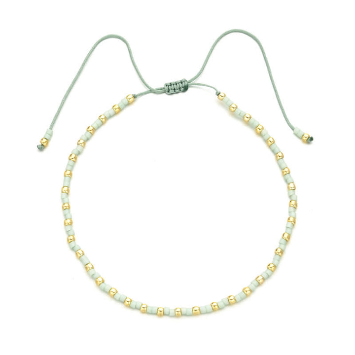 Olivenorma Natural Irregular Stone Beads Drawstring Bracelet - Green Jade - image 3