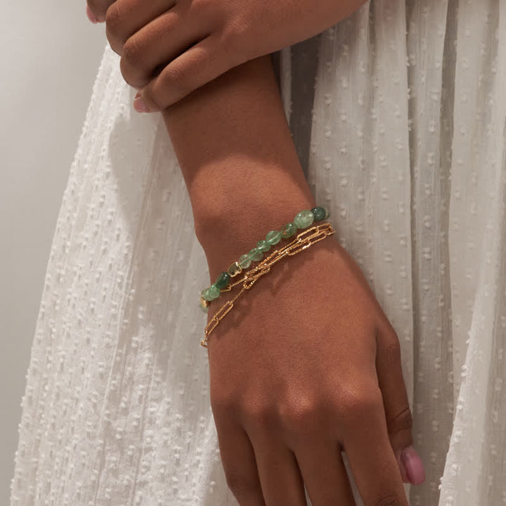 Olivenorma Irregular Natural Stone Metal Stone Beads Bracelet - image 5