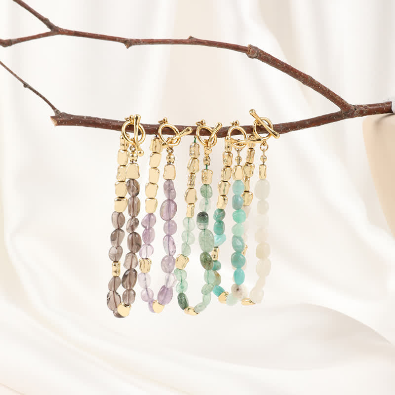 Olivenorma Irregular Natural Stone Metal Stone Beads Bracelet - image 15