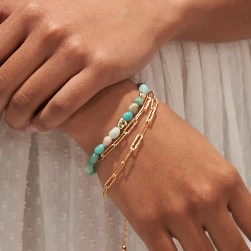 Olivenorma Irregular Natural Stone Metal Stone Beads Bracelet - image 0