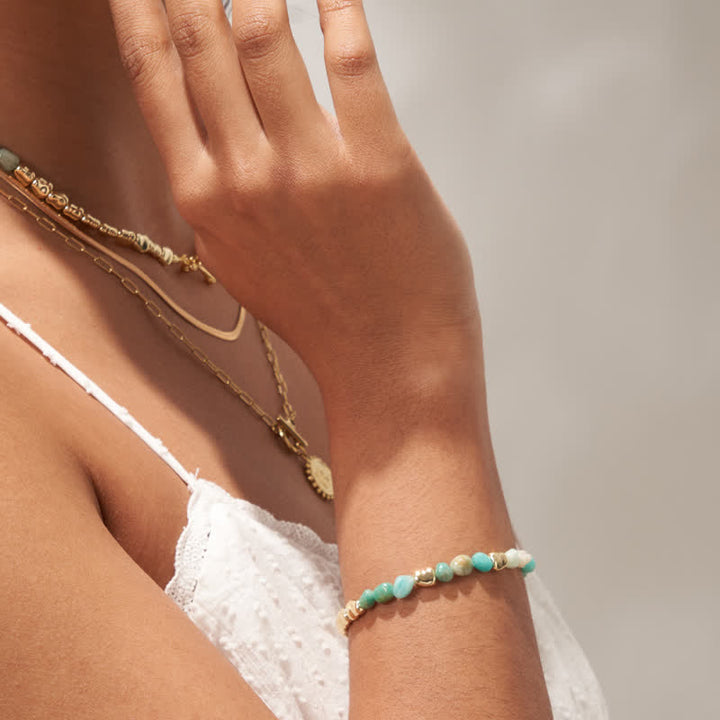 Olivenorma Irregular Natural Stone Metal Stone Beads Bracelet - image 2