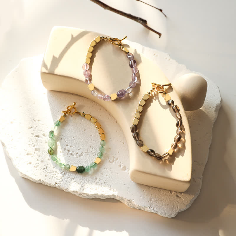 Olivenorma Irregular Natural Stone Metal Stone Beads Bracelet - image 18