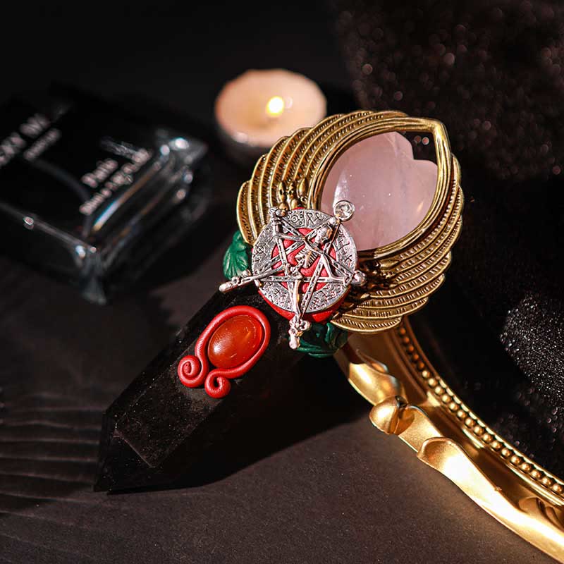 Olivenorma Witchcraft Healing Magic Wings Crystal Wands - Obsidian & Rose Quartz - image 27