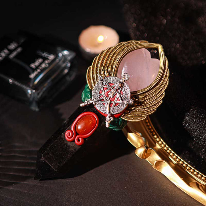 Olivenorma Witchcraft Healing Magic Wings Crystal Wands - Obsidian & Rose Quartz - image 27