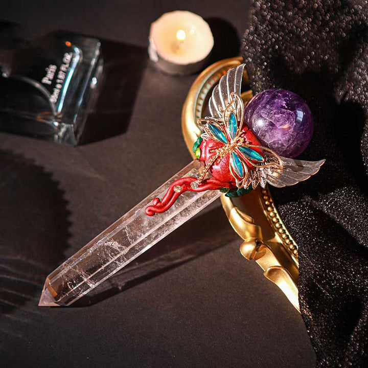 Olivenorma Witchcraft Healing Magic Wings Crystal Wands - Clear Crystal & Amethyst #1 - image 18