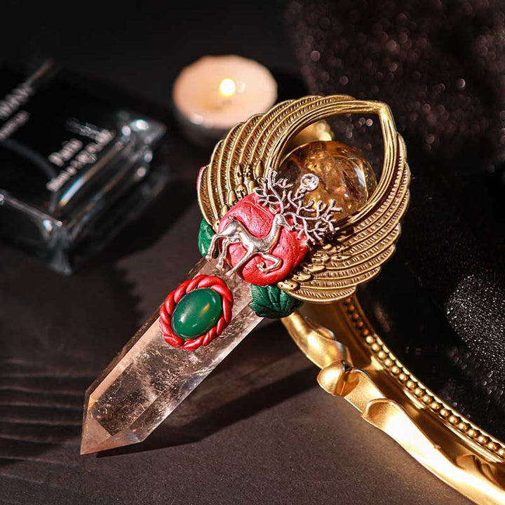 Olivenorma Witchcraft Healing Magic Wings Crystal Wands - Clear Crystal & Smoky Quartz - image 12