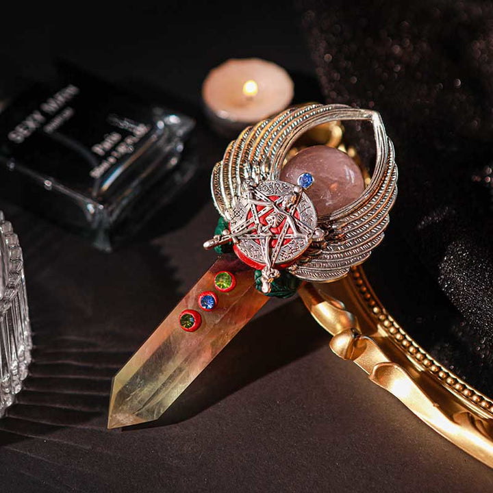 Olivenorma Witchcraft Healing Magic Wings Crystal Wands - Fluorite & Rose Quartz #2 - image 17