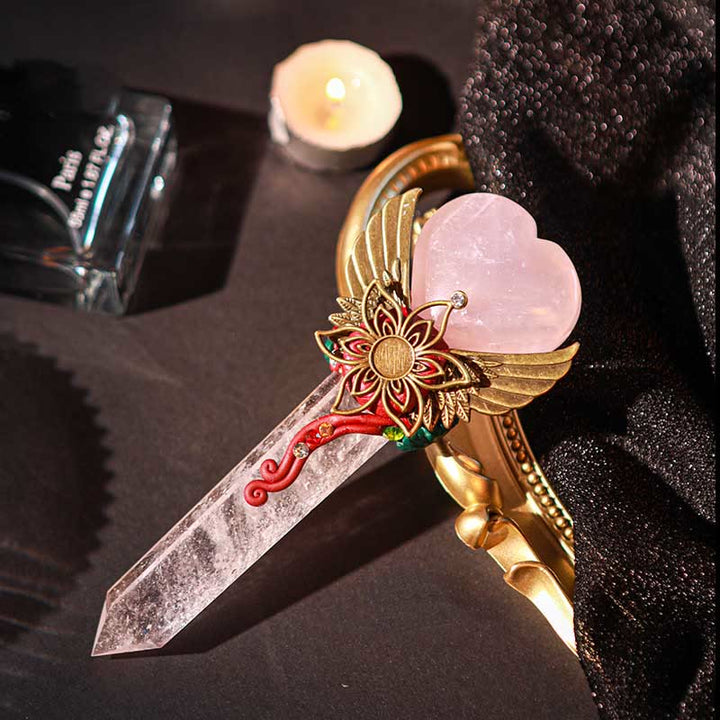 Olivenorma Witchcraft Healing Magic Wings Crystal Wands - Clear Crystal & Rose Quartz #4 - image 50