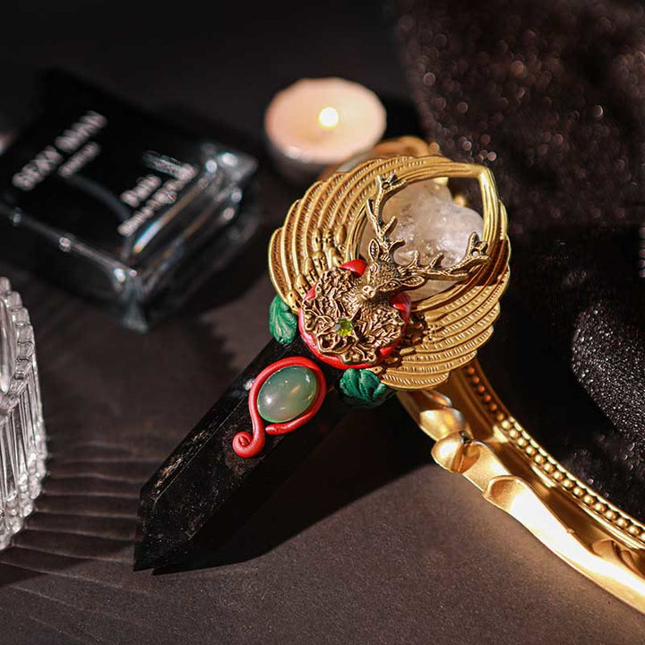 Olivenorma Witchcraft Healing Magic Wings Crystal Wands - Obsidian & Citrine - image 5