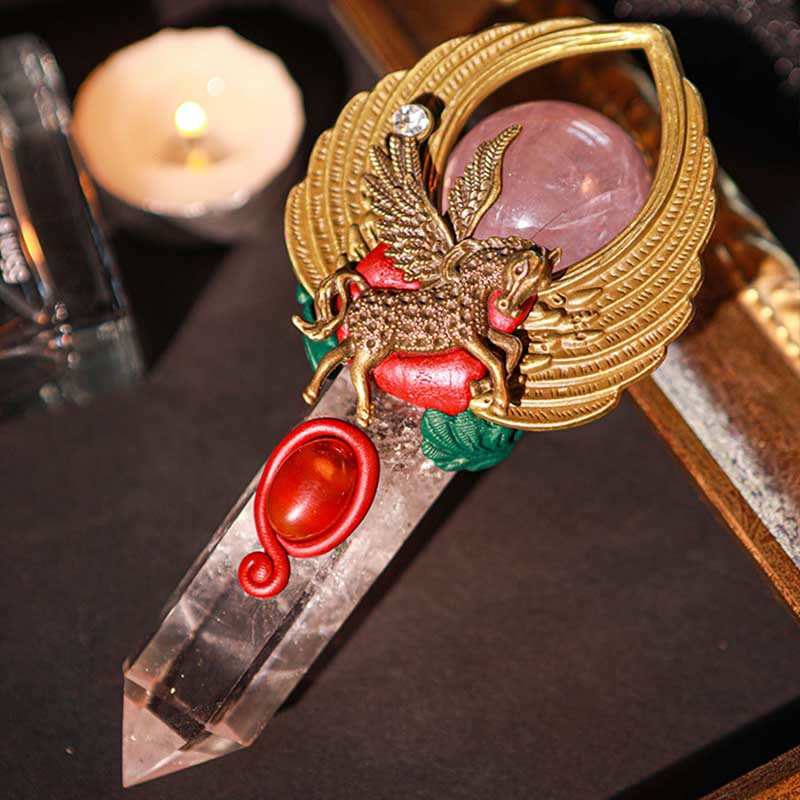 Olivenorma Witchcraft Healing Magic Wings Crystal Wands - Clear Crystal & Rose Quartz #2 - image 25