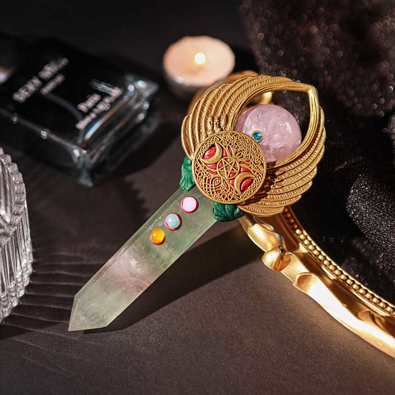 Olivenorma Witchcraft Healing Magic Wings Crystal Wands - Fluorite & Rose Quartz #4 - image 23