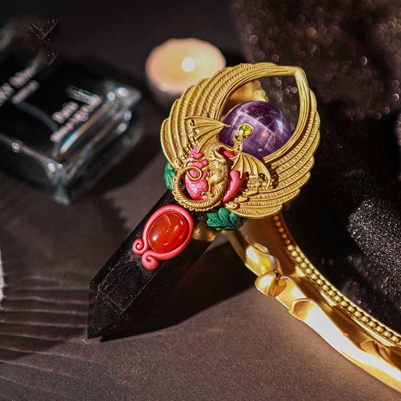 Olivenorma Witchcraft Healing Magic Wings Crystal Wands - Obsidian & Amethyst - image 10