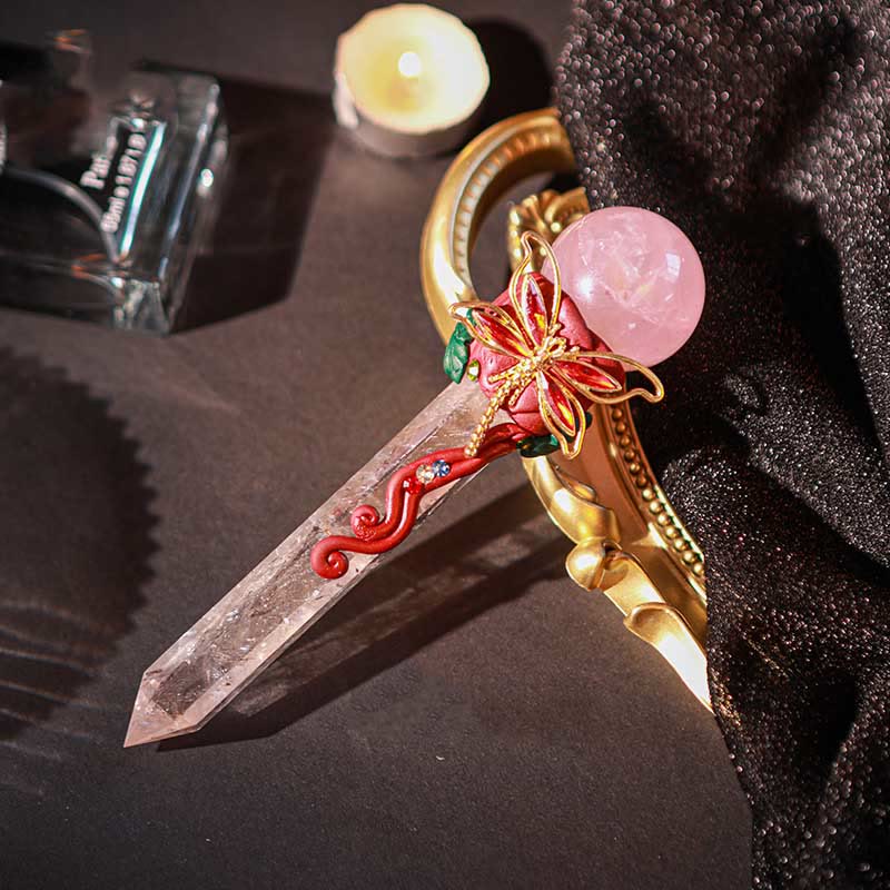 Olivenorma Witchcraft Healing Magic Wings Crystal Wands - Clear Crystal & Rose Quartz #3 - image 49