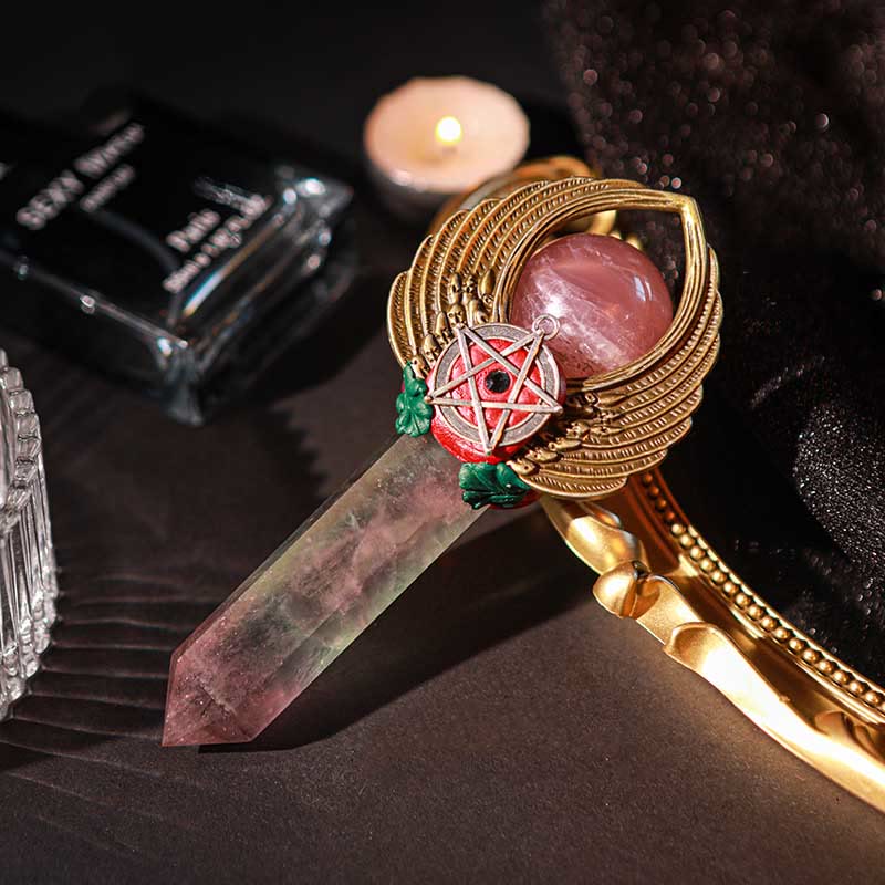 Olivenorma Witchcraft Healing Magic Wings Crystal Wands - Fluorite & Rose Quartz #3 - image 21