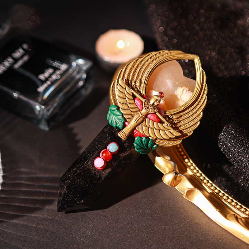 Olivenorma Witchcraft Healing Magic Wings Crystal Wands - Obsidian & Cherry Blossom Agate #2 - image 26