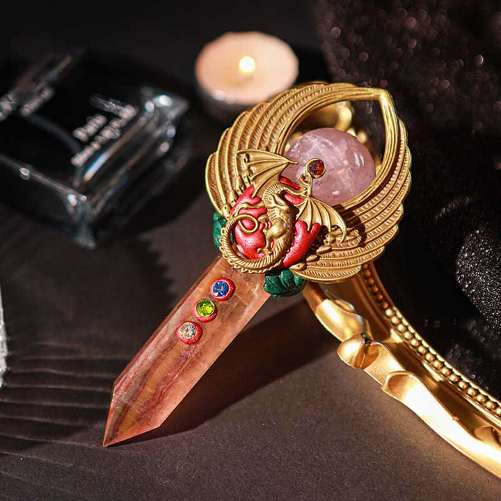 Olivenorma Witchcraft Healing Magic Wings Crystal Wands - Fluorite & Rose Quartz #5 - image 52