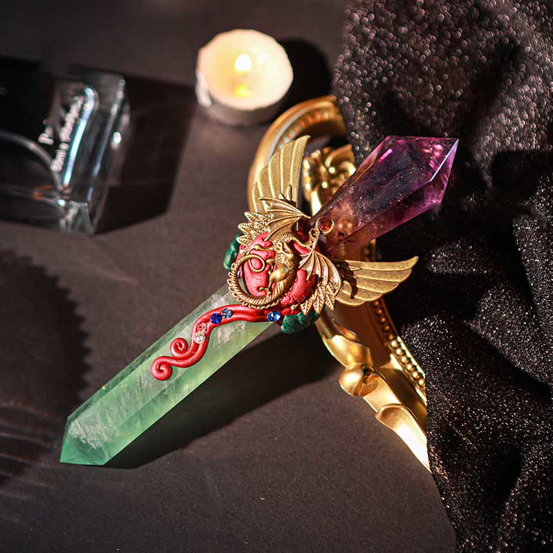 Olivenorma Witchcraft Healing Magic Wings Crystal Wands - Fluorite & Amethyst #3 - image 32