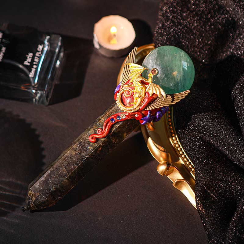 Olivenorma Witchcraft Healing Magic Wings Crystal Wands - Labradorite & Green Fluorite - image 36