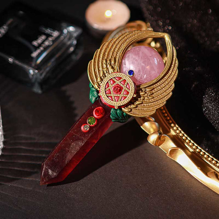 Olivenorma Witchcraft Healing Magic Wings Crystal Wands - Fluorite & Rose Quartz #6 - image 53