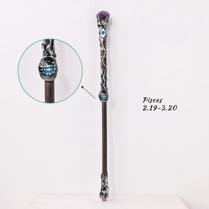 Olivenorma Evil Eyes Zodiac Magic Fairy Crystal Wands - Pisces - Purple Fluorite - image 1