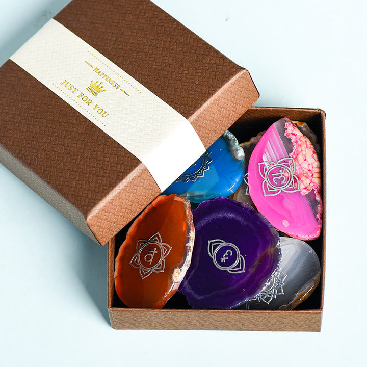 Olivenorma Natural 7 Chakra Amethyst Agate Healings Crystal Set - image 4