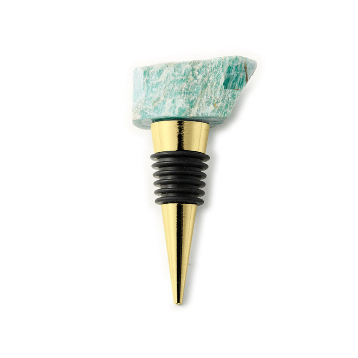 Olivenorma Natural Crystal Wine Beverage Bottle Stopper - Amazonite - Gold - image 12