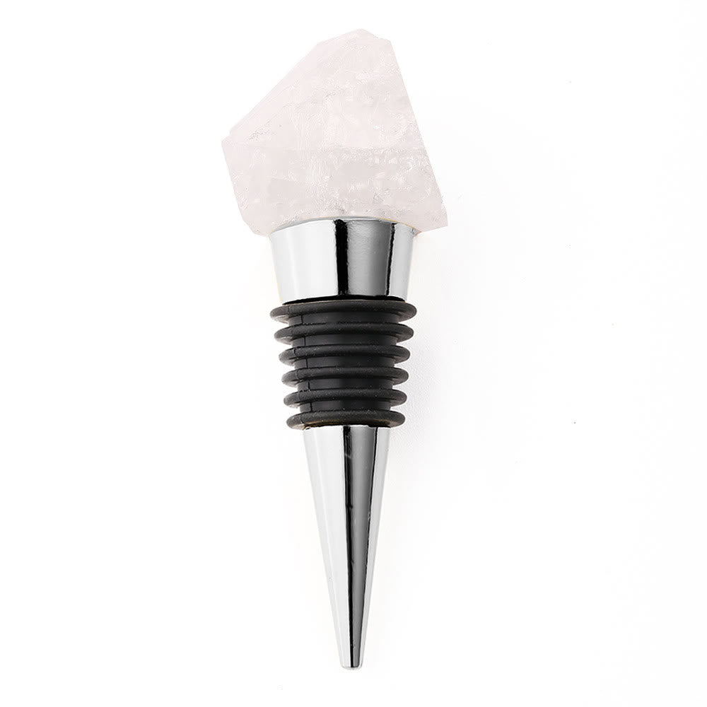 Olivenorma Natural Crystal Wine Beverage Bottle Stopper - Clear Quartz - Silver - image 5