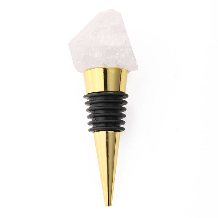 Olivenorma Natural Crystal Wine Beverage Bottle Stopper - Clear Quartz - Gold - image 6
