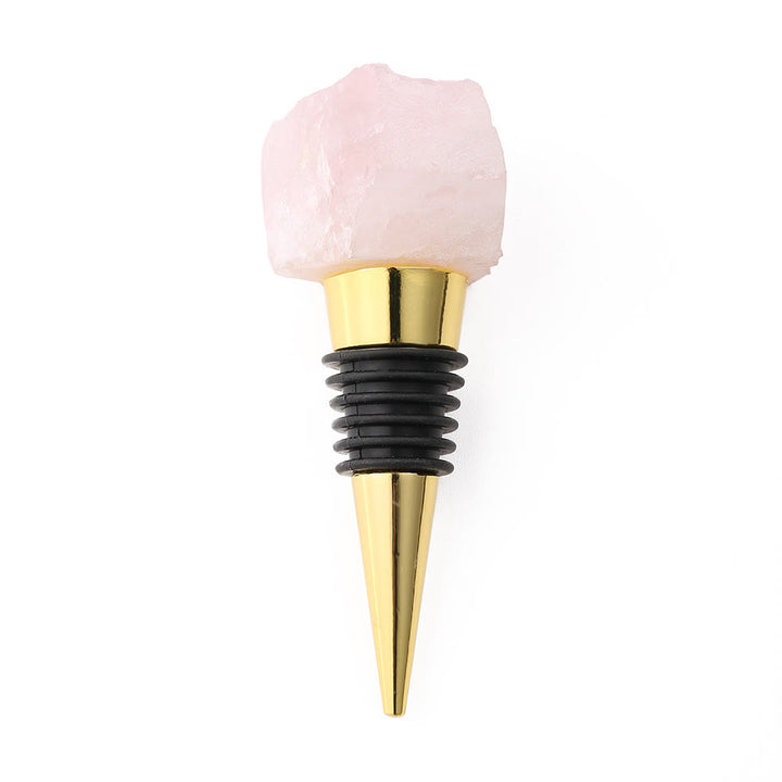 Olivenorma Natural Crystal Wine Beverage Bottle Stopper - Rose Quartz - Gold - image 9