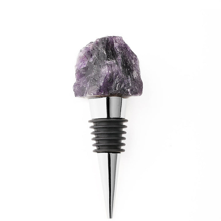Olivenorma Natural Crystal Wine Beverage Bottle Stopper - Amethyst #2 - Silver - image 17