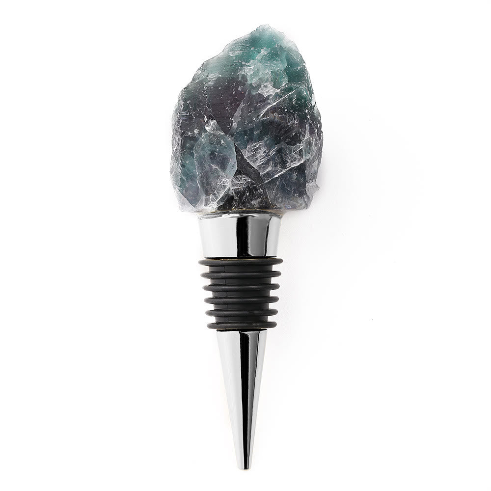 Olivenorma Natural Crystal Wine Beverage Bottle Stopper - Fluorite - Silver - image 14