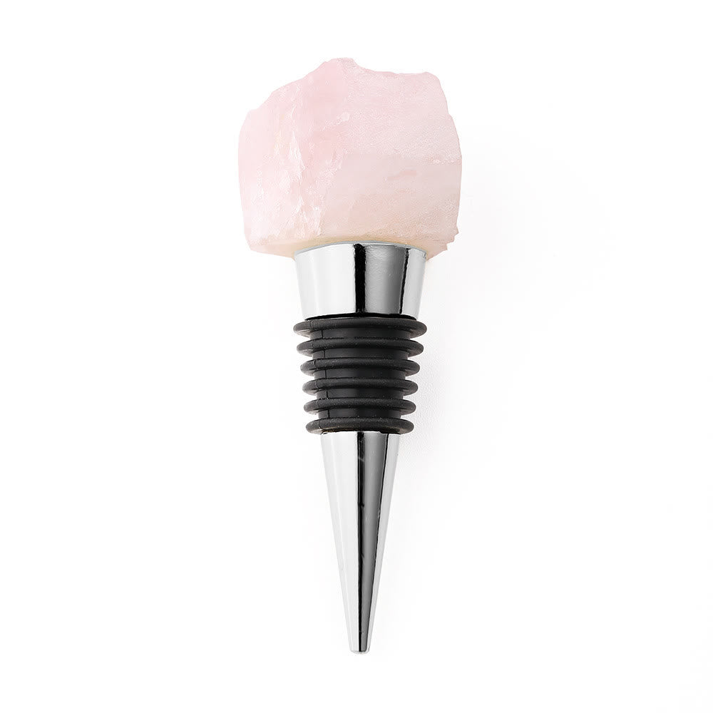 Olivenorma Natural Crystal Wine Beverage Bottle Stopper - Rose Quartz - Silver - image 8