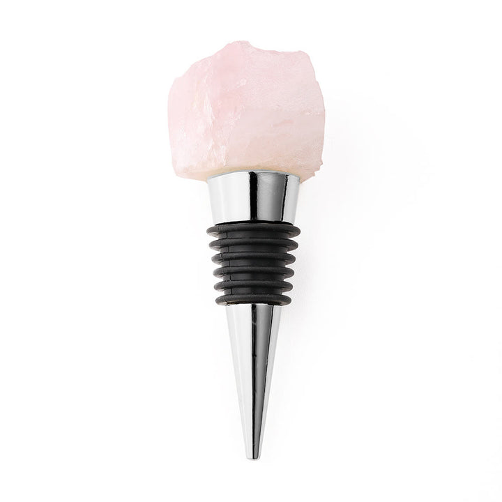 Olivenorma Natural Crystal Wine Beverage Bottle Stopper - Rose Quartz - Silver - image 8