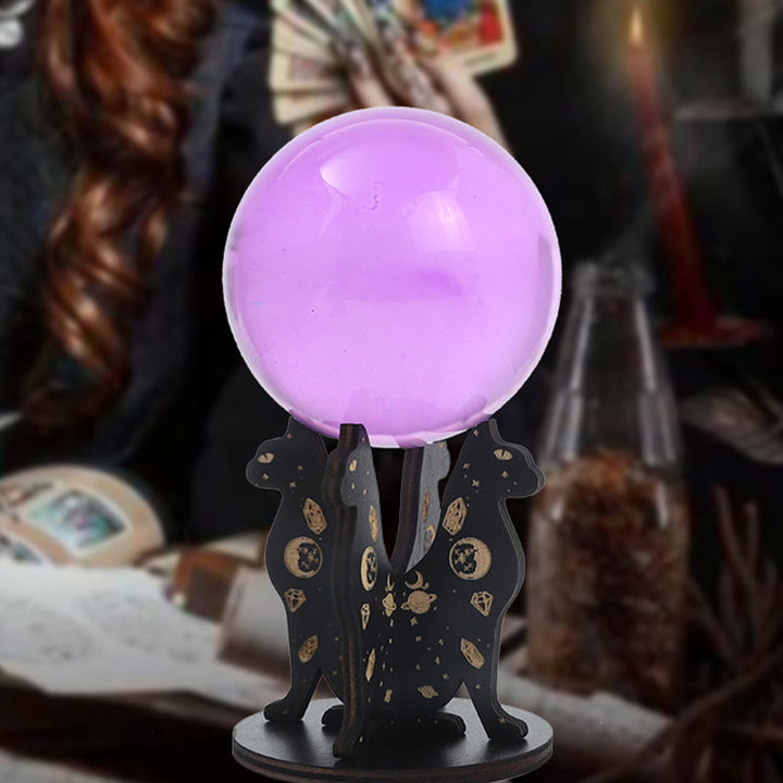 Olivenorma Wooden Gemstone Stand Divination Crystal Ball Holder - Cats - image 0