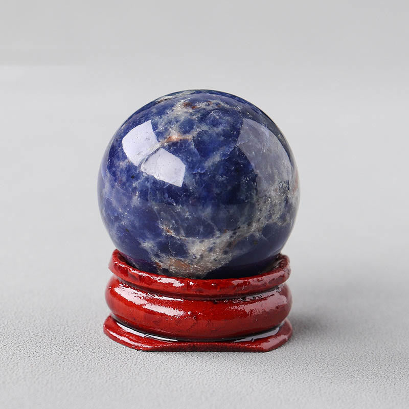 Olivenorma Natural Gemstone Crystal Ball with Wooden Stand - Sodalite - image 9